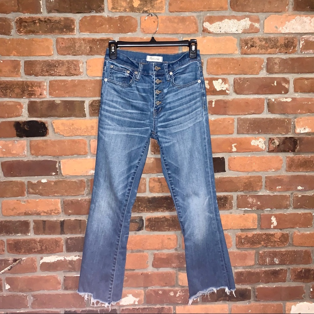 Madewell Cali Demi-Boot Jeans With Frayed Hem Button Fly Size 25